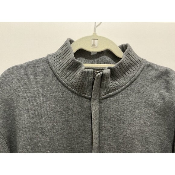 Cutter & Buck 1/4 Zip Large Mens Sweater Grey Cotton Covered Zipper - Picture 2 of 8